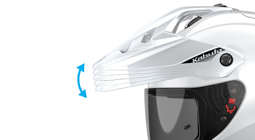 Visor shaped to reduce aerodynamic effects, with four levels of field of view adjustment.